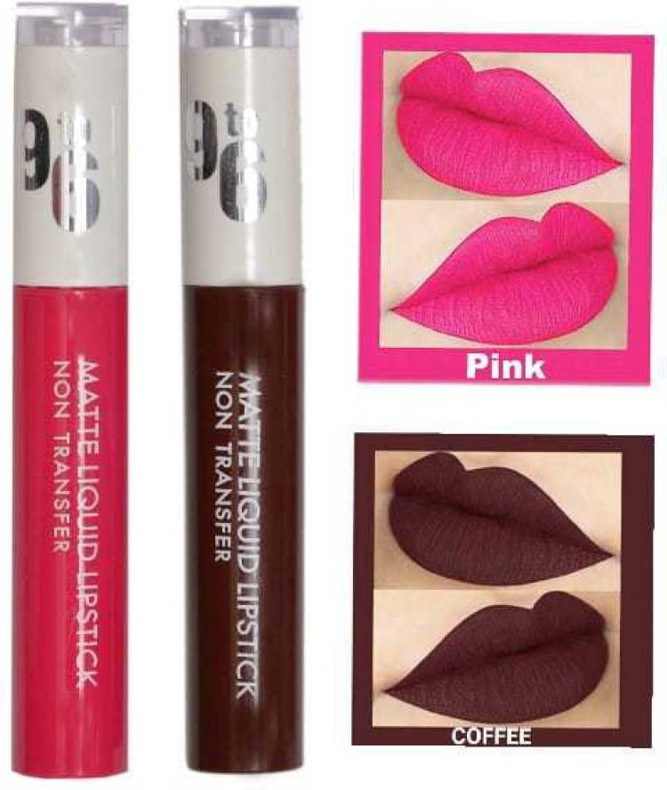 EDILMA 9 to 6 NON TRANSFER MATTE LIQUID LIPSTICK COMBO OF 2 PCS ( PINK & COFFEE ) Price in India