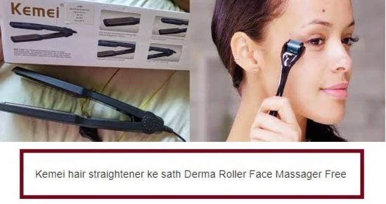 Pink Tokri Kemei Professional Hair Straightener With Derma Roller Face Massager KM329-04 Hair Straightener Price in India