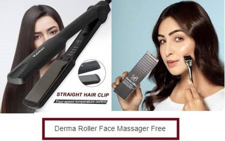 Pink Tokri Kemei Professional Hair Straightener With Derma Roller Face Massager KM329-16 Hair Straightener Price in India