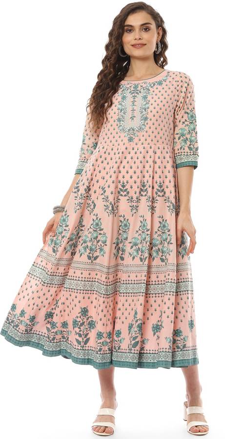 Women Fit and Flare Pink Dress Price in India