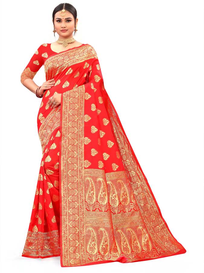 Woven Banarasi Jacquard, Silk Blend Saree Price in India