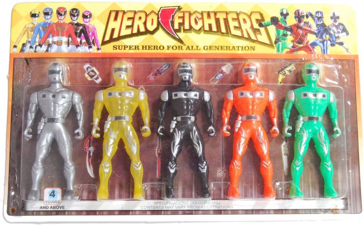 piggie Hero Fighters Action Figure of 5 Power Rangers for kids