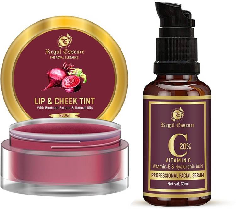 Regal Essence Vitamin C 20% Facial Serum (30 ml) & Lip & Cheek Tint with Beetroot Extract | Lip Stain Price in India