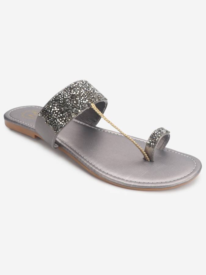 Women Grey Flats Sandal Price in India