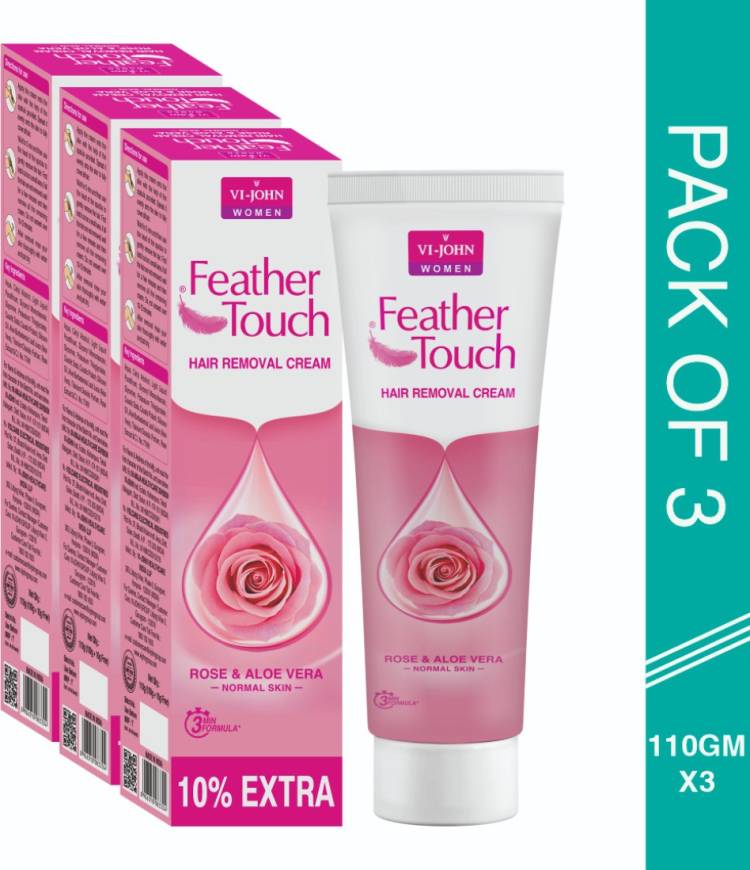 VI-JOHN FEATHER TOUCH HAIR REMOVAL ROSE 110 GM PACK OF 3 (330g) Cream Price in India