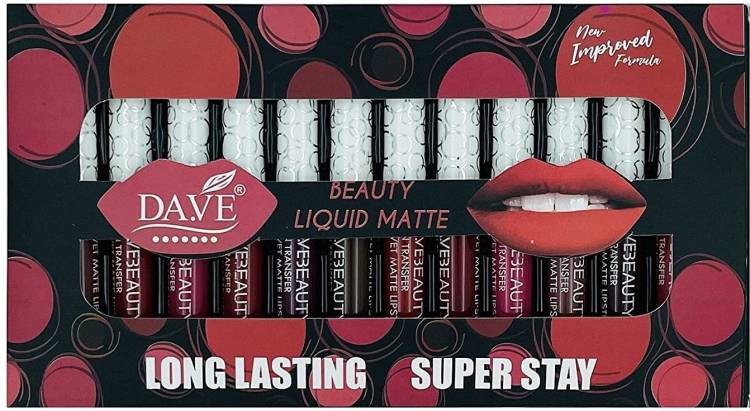 DA.VE Long Lasting Liquid Matte Lipstick,6 ml Set of 12 Smudge & Water Proof Lipsticks Price in India