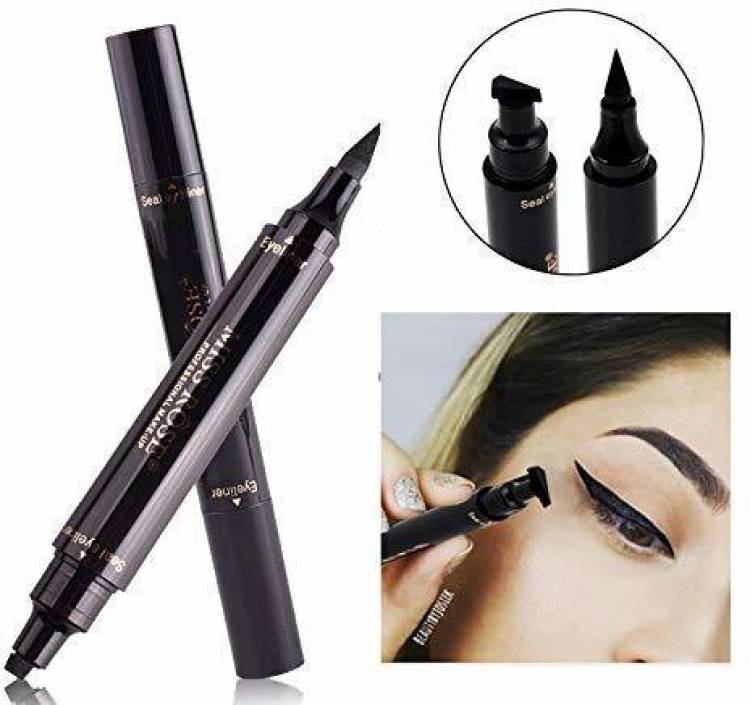 MISS ROSE 2 in 1 Glossy Smudge Proof Makeup Beauty Eyeliner & High Quality (Black) 15 ml Price in India