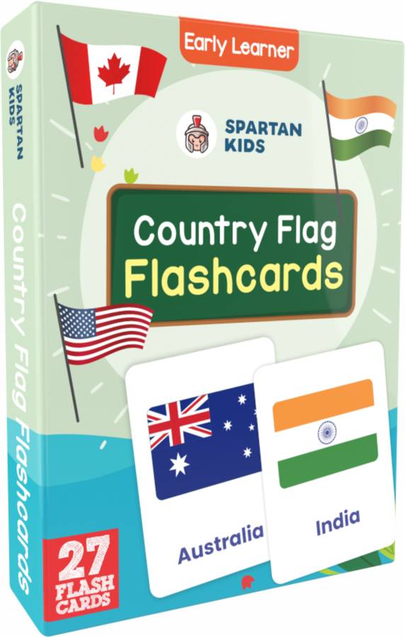 spartan kids Country Flags Flash Cards | 27 Early Learning Flash Cards for Kids