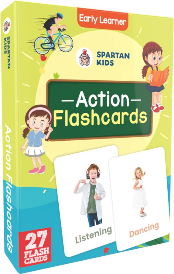 spartan kids Action Flash Cards For Kids | 27 Early Learning Flash Cards for Kids