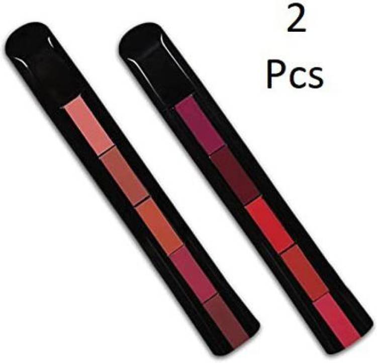 NYN HUDA Insta Beauty 5 in 1 Sensational Enrich Matte Lipstick, The Red & Nude Pack of 2 Price in India