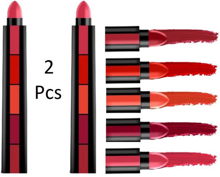 NYN HUDA Insta Beauty 5 in 1 Sensational Enrich Creamy Matte Lipstick, The Red Pack of 2 Price in India