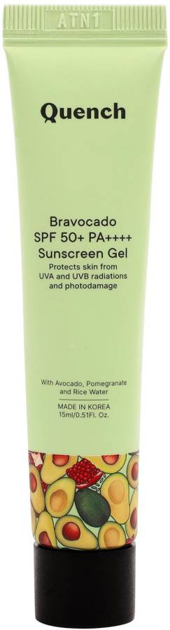 Quench Botanics Bravocado SPF 50+ PA++++ Sunscreen Gel (mini) | Korean Skin care - SPF 50+ PA++++ Price in India
