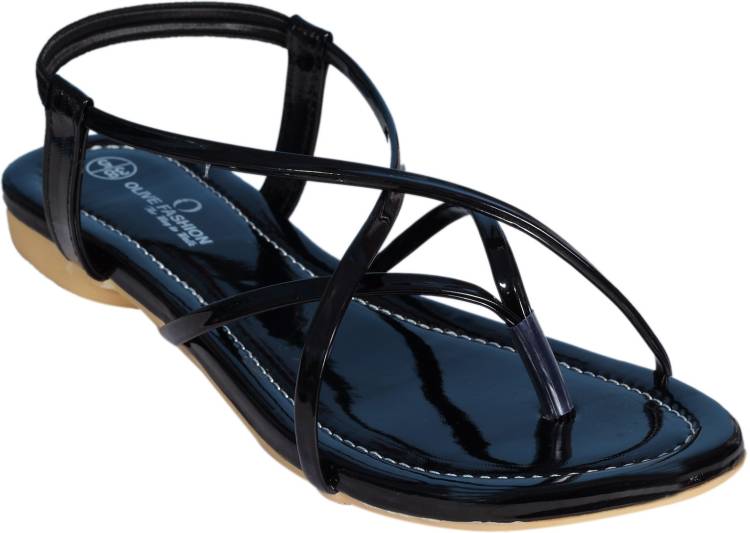 Women Black Flats Sandal Price in India