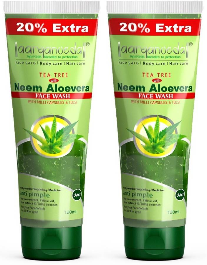 Aryanveda Herbals Tea Tree  With Neem & Aloe Vera Extracts, 240 ml Pack of 2 Face Wash Price in India