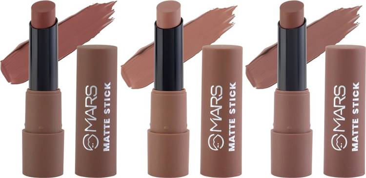 MARS 3 Brown and Nude Shades Matte Lipstick Set to Lift Up & Light Your Mood Price in India