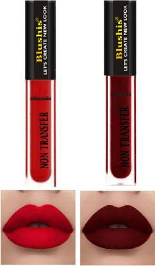 BLUSHIS Non Transfer Professionally Longlasting Liquid Lipstick Combo Set Of 2 pc Price in India