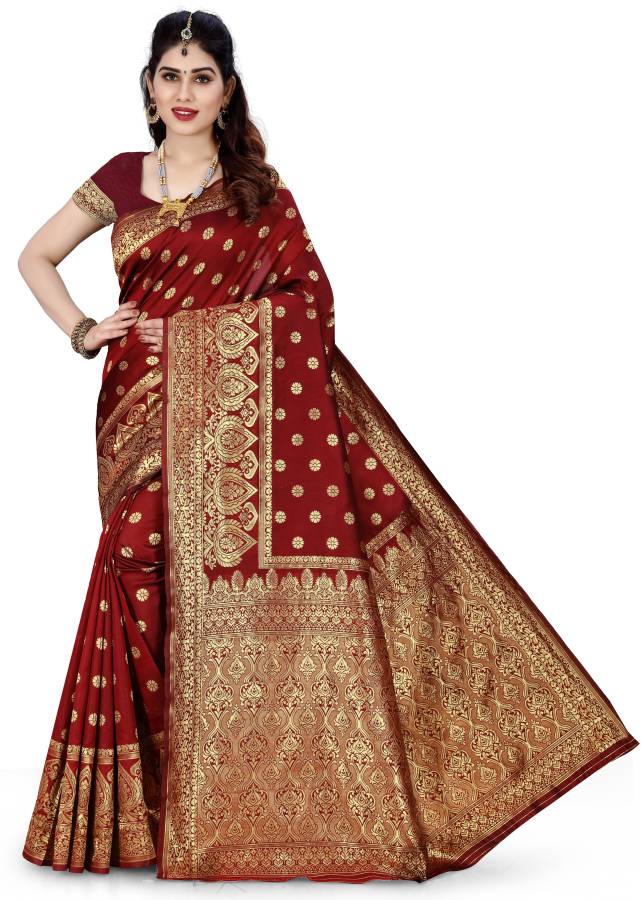 Embellished, Self Design Kanjivaram Art Silk, Cotton Silk Saree Price in India