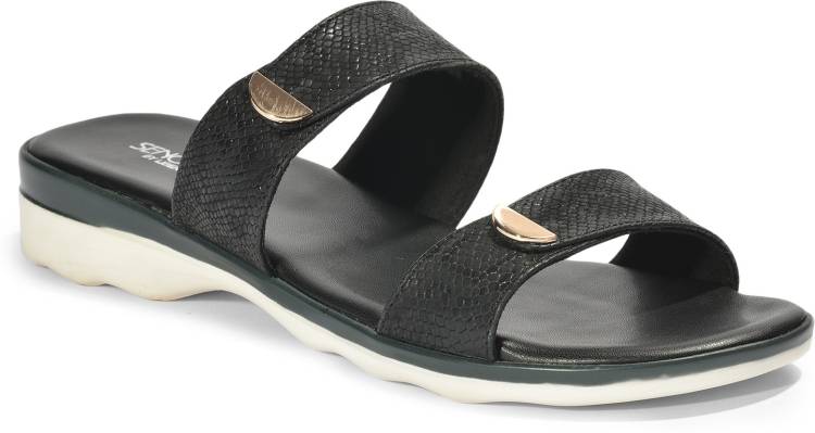 Women Black Flats Sandal Price in India