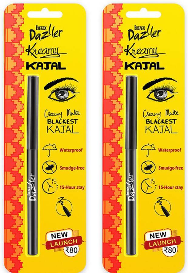 Eyetex Dazller Kreamy Kajal - Black, 0.35g (Pack of 2) Price in India