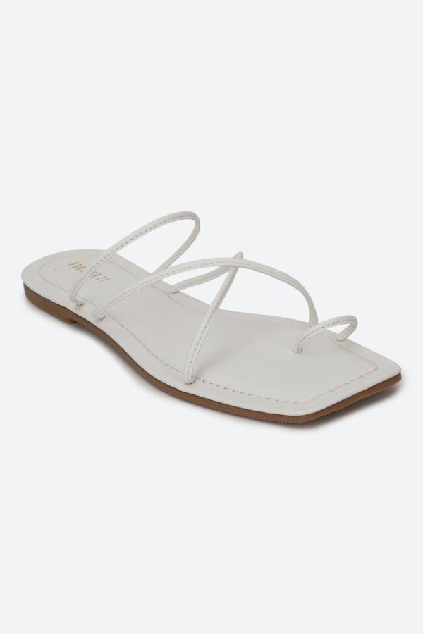 Women White Flats Sandal Price in India