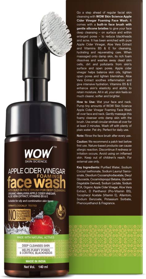WOW SKIN SCIENCE Apple Cider Vinegar Foaming  - with Organic Certified Himalayan ACV Face Wash Price in India