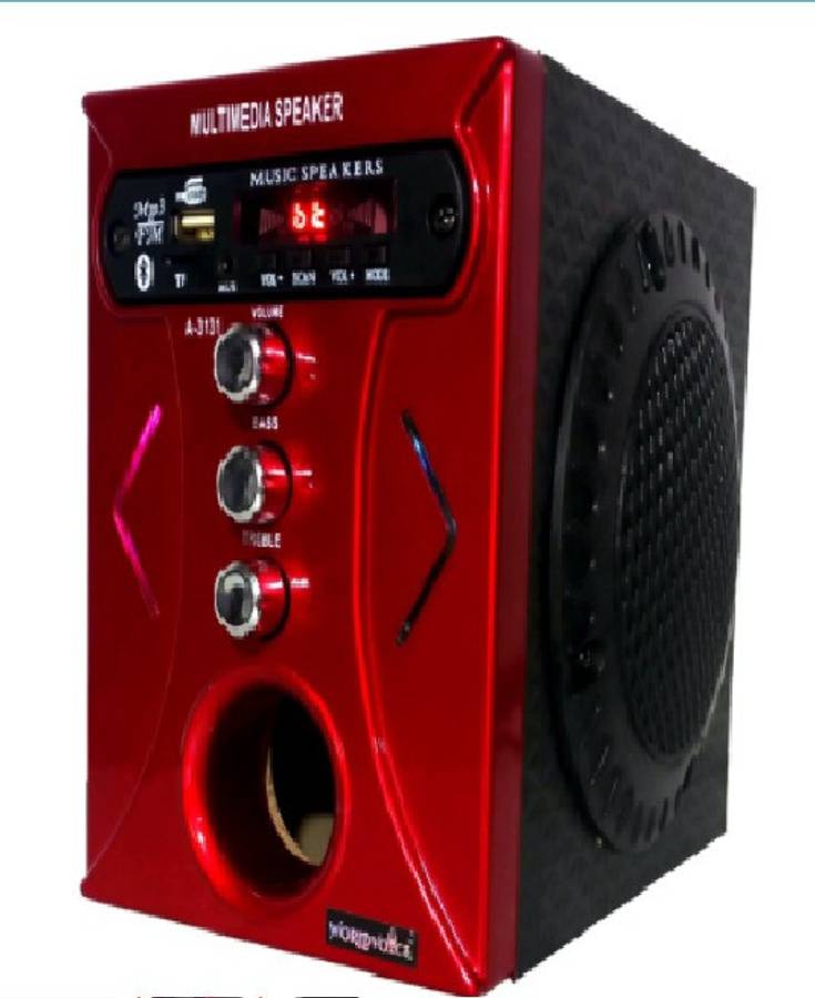 world voice Gold Series Red Color BT Speaker with Led Subwoofer Support BT/ FM/ USB/ SD-Card/ AUX 9 W Bluetooth Home Audio Speaker