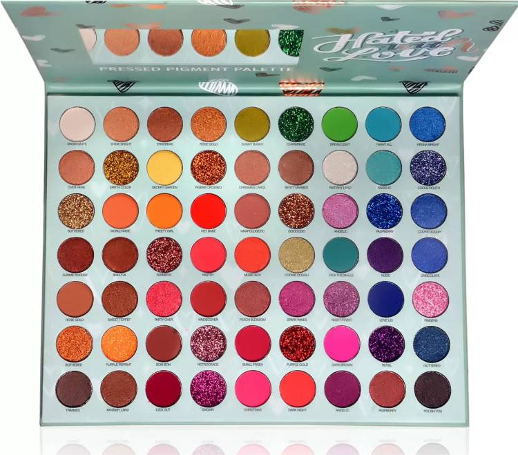 NDT Angel Rose Pressed Pigment 63 Colors Palette Eyeshadow ( Glitter,Shimmer,Matte) 69.5 g Price in India
