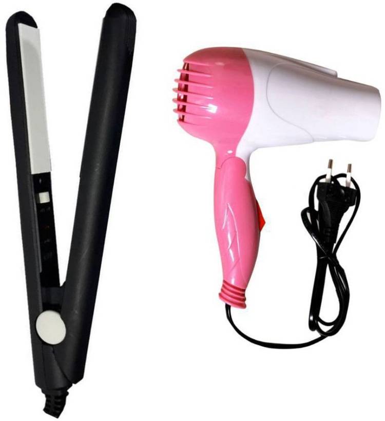 SRMUKADDAM Combo of Mini hair straightener & Hair dryer NV-1290 foldable 2 speed setting Hair Dryer Price in India