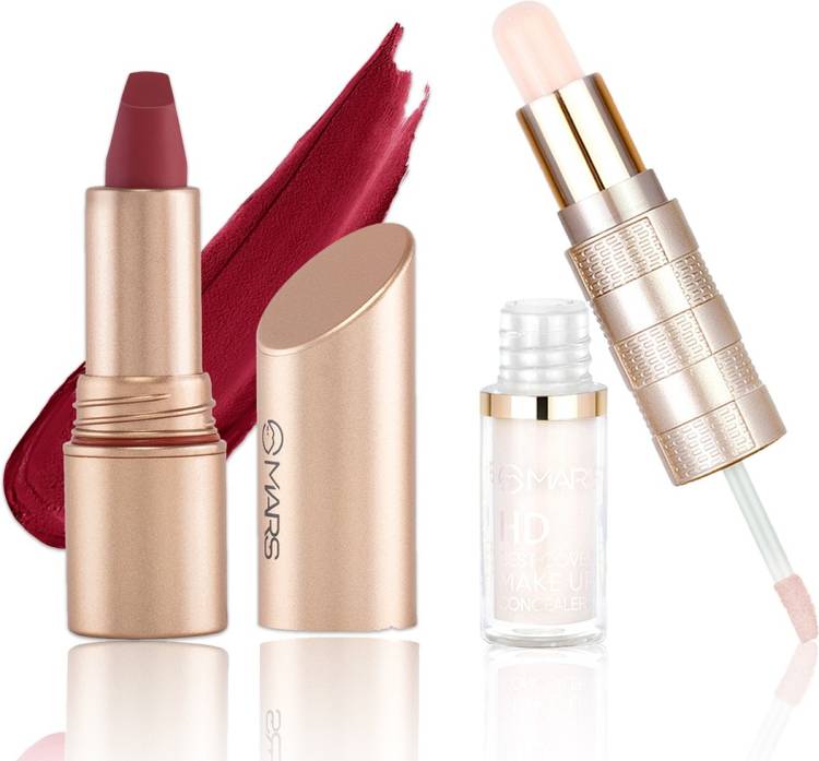 MARS Burgundy Brilliance Lipstick and HD Liquid Concealer and Contour Stick Shade-02 Price in India