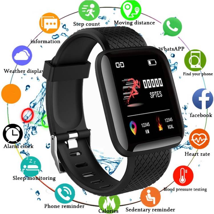 Stybits HH_ID 116 Pro Smartwatch For Unisex Black Only With Fitness Tracker Smartwatch Price in India