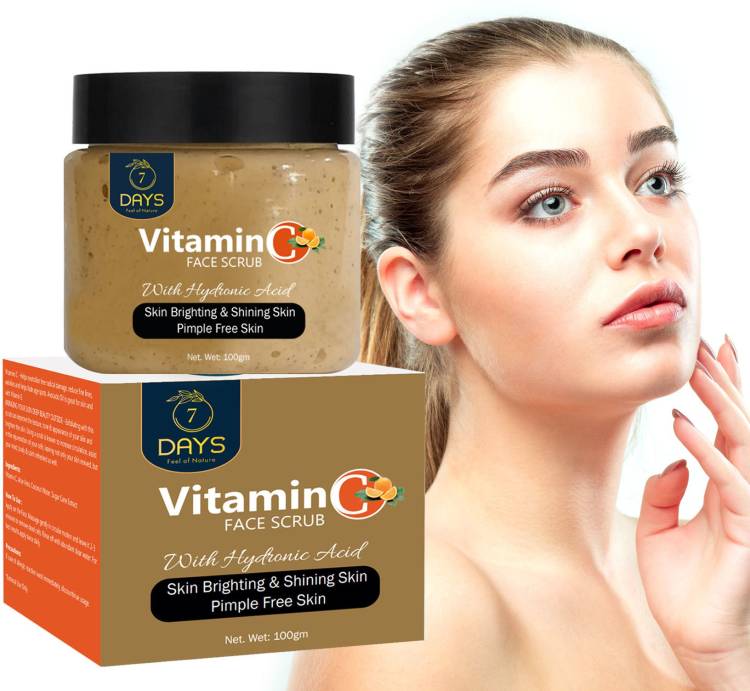 7 Days Vitamin C Face Scrub Tan Removal Repair Damage Caused By Sun Acne And Pimples Free Skin Anti ageing  Scrub Price in India