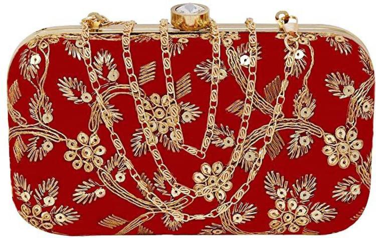 Casual, Party Red  Clutch Price in India