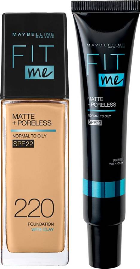 MAYBELLINE NEW YORK Fit Me Regime Kit- Fit Me Matte & Poreless Primer+ Fit Me Foundation Shade 220 Foundation Price in India