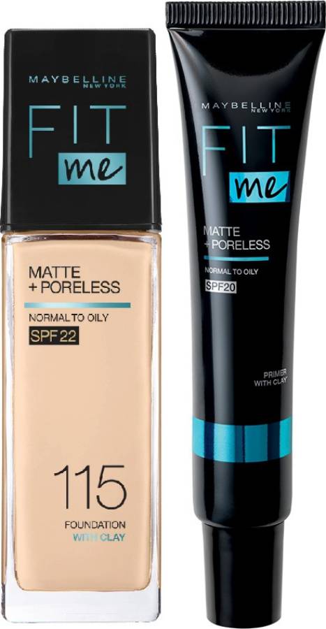 MAYBELLINE NEW YORK Fit Me Regime Kit- Fit Me Matte & Poreless Primer+ Fit Me Foundation Shade 115 Foundation Price in India