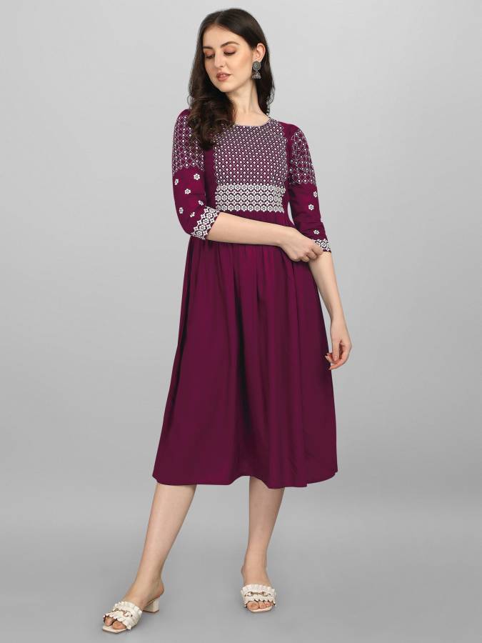 Women A-line Purple Dress Price in India