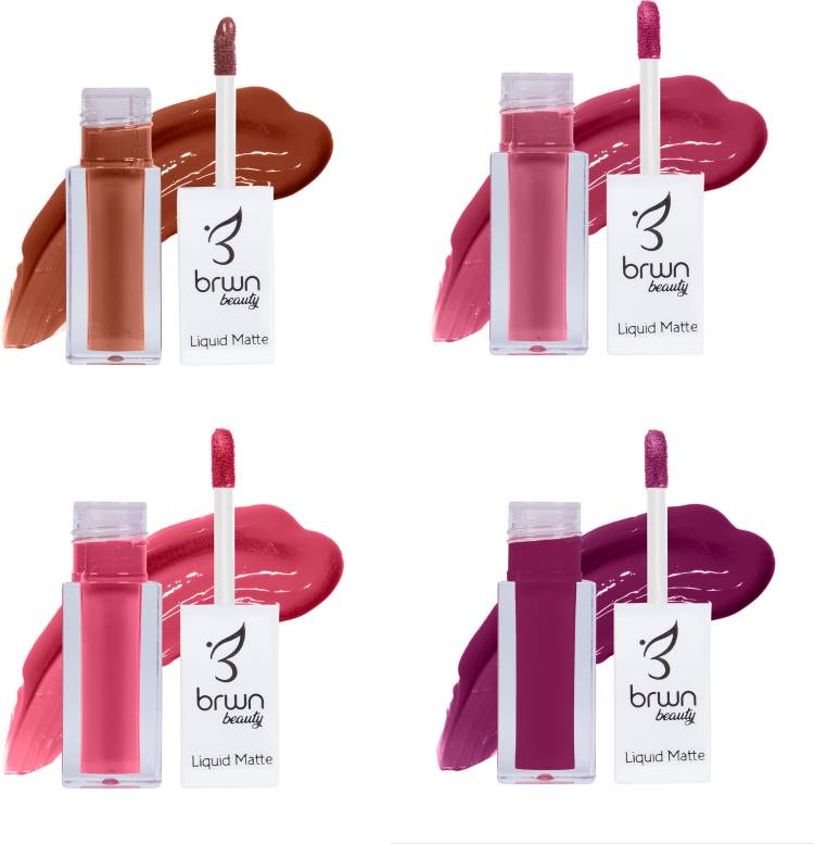 Brwn Beauty Liquid Matte Lipstick Super Hydrated & 24 Hour Long Lasting Lipstick Pack of 4 Price in India