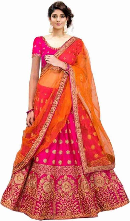 Embroidered Semi Stitched Lehenga Choli Price in India