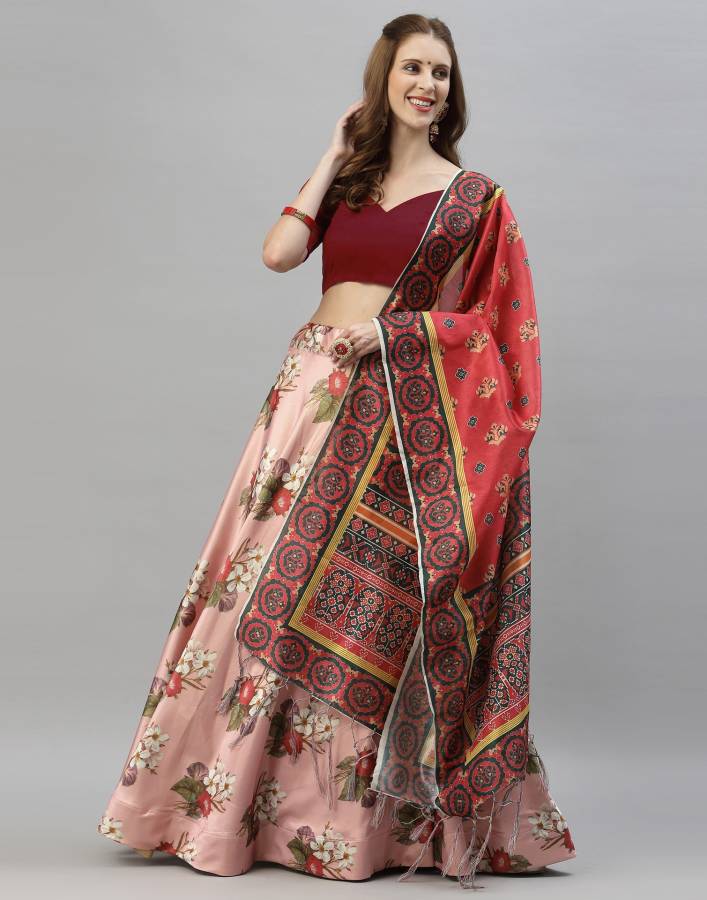 Digital Print, Printed Semi Stitched Lehenga Choli Price in India