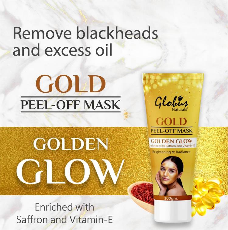 GLOBUS NATURALS Gold Brightening Peel Off Mask|Removes Acne,Blackheads For Women Price in India