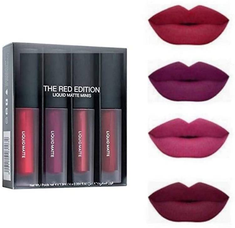 Lipstreat Liquid matte lipstick - Red edition (Set of 4) Price in India