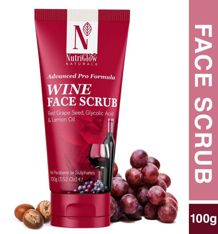 NutriGlow NATURAL'S Advanced Pro Formula Wine Face Scrub for All Skin Type, Skin Lightening Scrub Price in India
