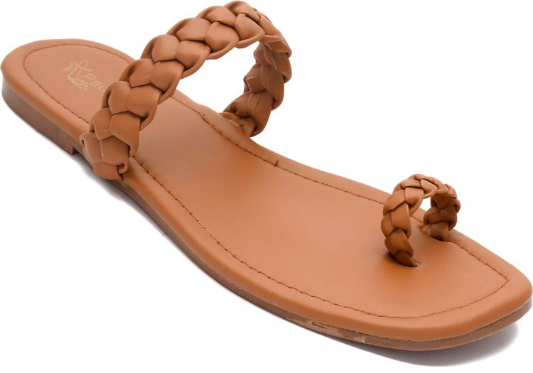 Women Tan Flats Sandal Price in India