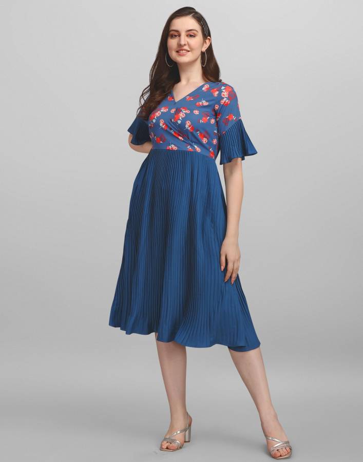 Women A-line Blue Dress Price in India