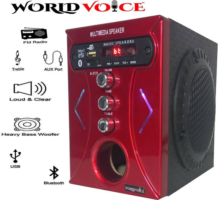 world voice Bluetooth Red NANO DJ LED Speaker with BT/FM/AUX/USB/SD-MMC 160 W Bluetooth Home Audio Speaker