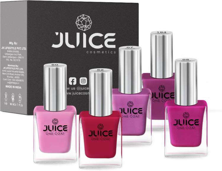 Juice Nail Paint Combo 30 Pink Voltage, Baby Pink, Red, Blossom Pink, Rose Bonbon Price in India