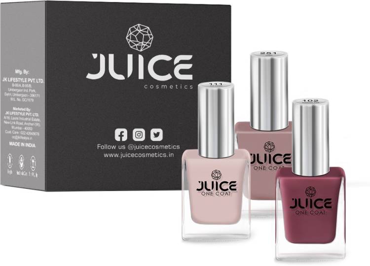 Juice Nail Paint Combo 27 Sun Kissed, Dusty Coral, Camel Price in India