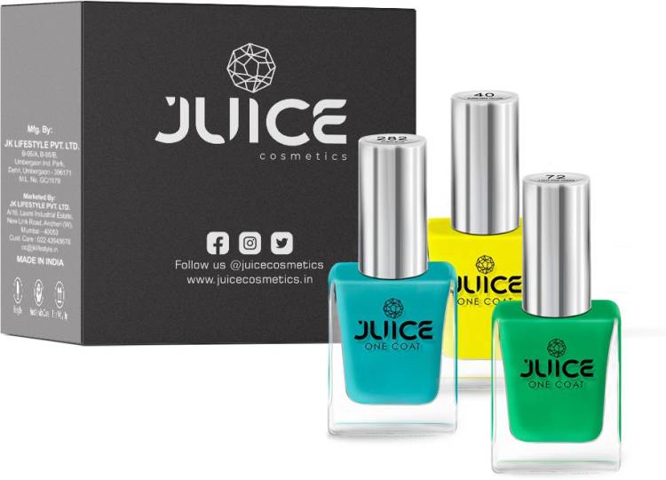 Juice Nail Paint Bumblebee Yellow - 40, Light Pine Green - 72, Robin Blue - 282 Price in India