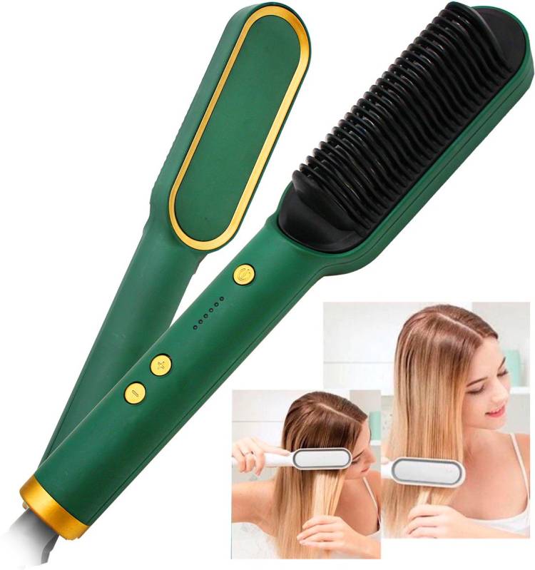 Syntus Fast Heating Anti-Scald, Perfect for Professional Salon at Home Hair Style Hair Straightening Iron with Comb, Fast Heating, Hair Straightener Brush( Green) Hair Straightener Brush Price in India