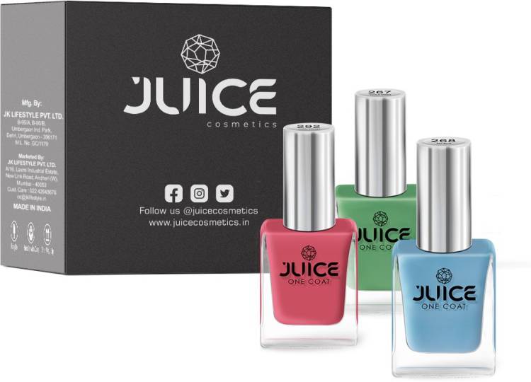 Juice Nail Polish combo 3 Pickle Green - 267, Sky Blue - 268, Coral Sunset - 292 Price in India
