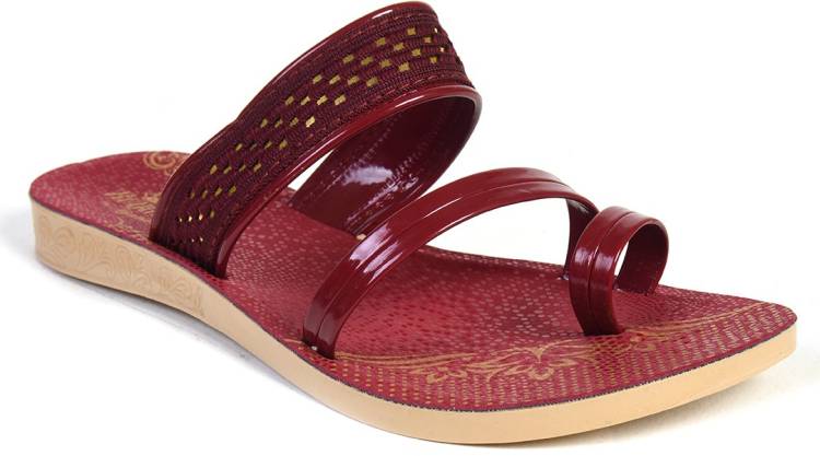 Women PU4028 Red Flats Sandal Price in India